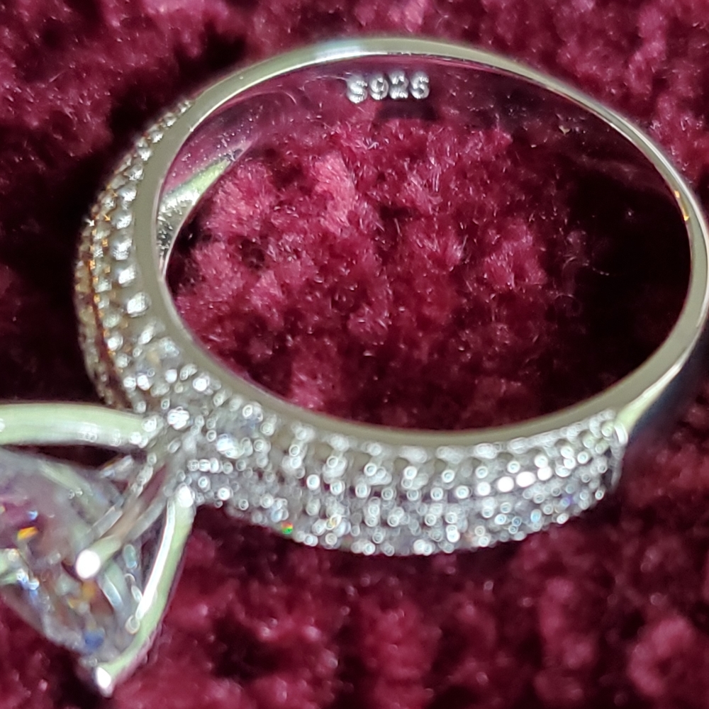 925 Sterling Silver CZ wedding Ring Set - Picture 3 of 8